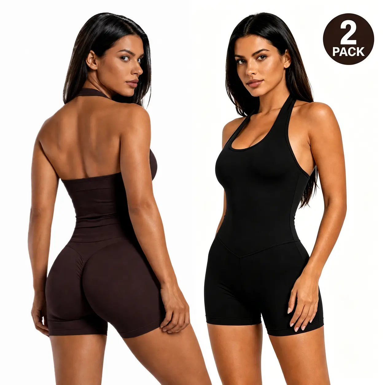 Women'S Workout Sets - 2-Piece Coral Halter Top & High-Impact Short Sports Clothing Set (1/2 Pack Option), Workout Sets Women, Women'S 2 Piece Set