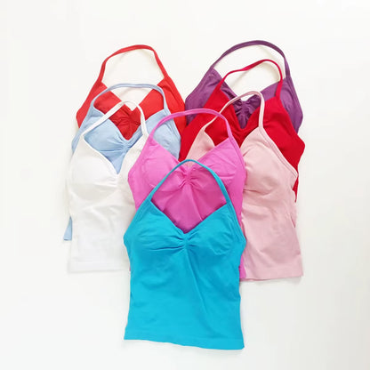 Impact Longline Strappy Top Sports Yoga Vest Women'S Fitness Tank Top Gym Beautiful Open Back Bra Running Workout Halter