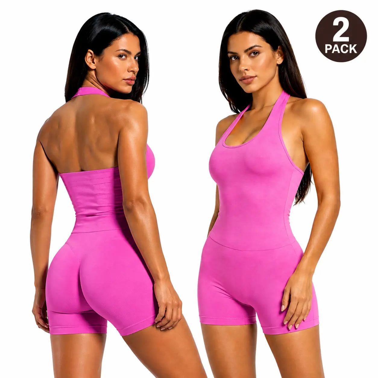 Women'S Workout Sets - 2-Piece Coral Halter Top & High-Impact Short Sports Clothing Set (1/2 Pack Option), Workout Sets Women, Women'S 2 Piece Set
