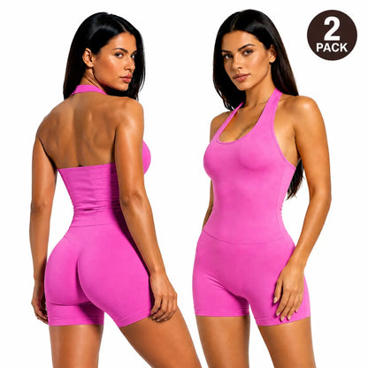 Women'S Workout Sets - 2-Piece Coral Halter Top & High-Impact Short Sports Clothing Set (1/2 Pack Option), Workout Sets Women, Women'S 2 Piece Set