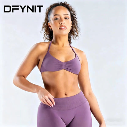 Women’S Influencer-Style Sports Bra with Shoulder Straps, Open Back, Padded Design, Shock Absorption, Suitable for Workouts, Fitness, and Yoga, Removable Pads Included; New Women’S Sports Yoga Set: High-Waisted Compression Shorts and Tank Top, Ideal for S