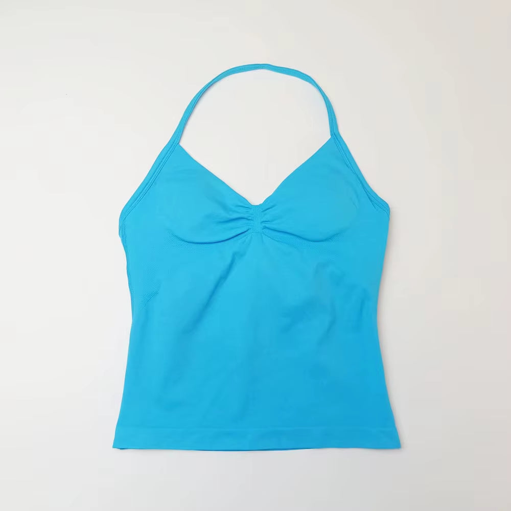 Impact Longline Strappy Top Sports Yoga Vest Women'S Fitness Tank Top Gym Beautiful Open Back Bra Running Workout Halter