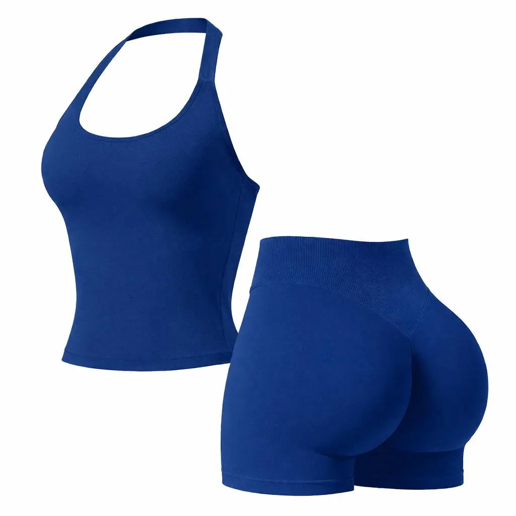 Women'S Workout Sets - 2-Piece Coral Halter Top & High-Impact Short Sports Clothing Set (1/2 Pack Option), Workout Sets Women, Women'S 2 Piece Set
