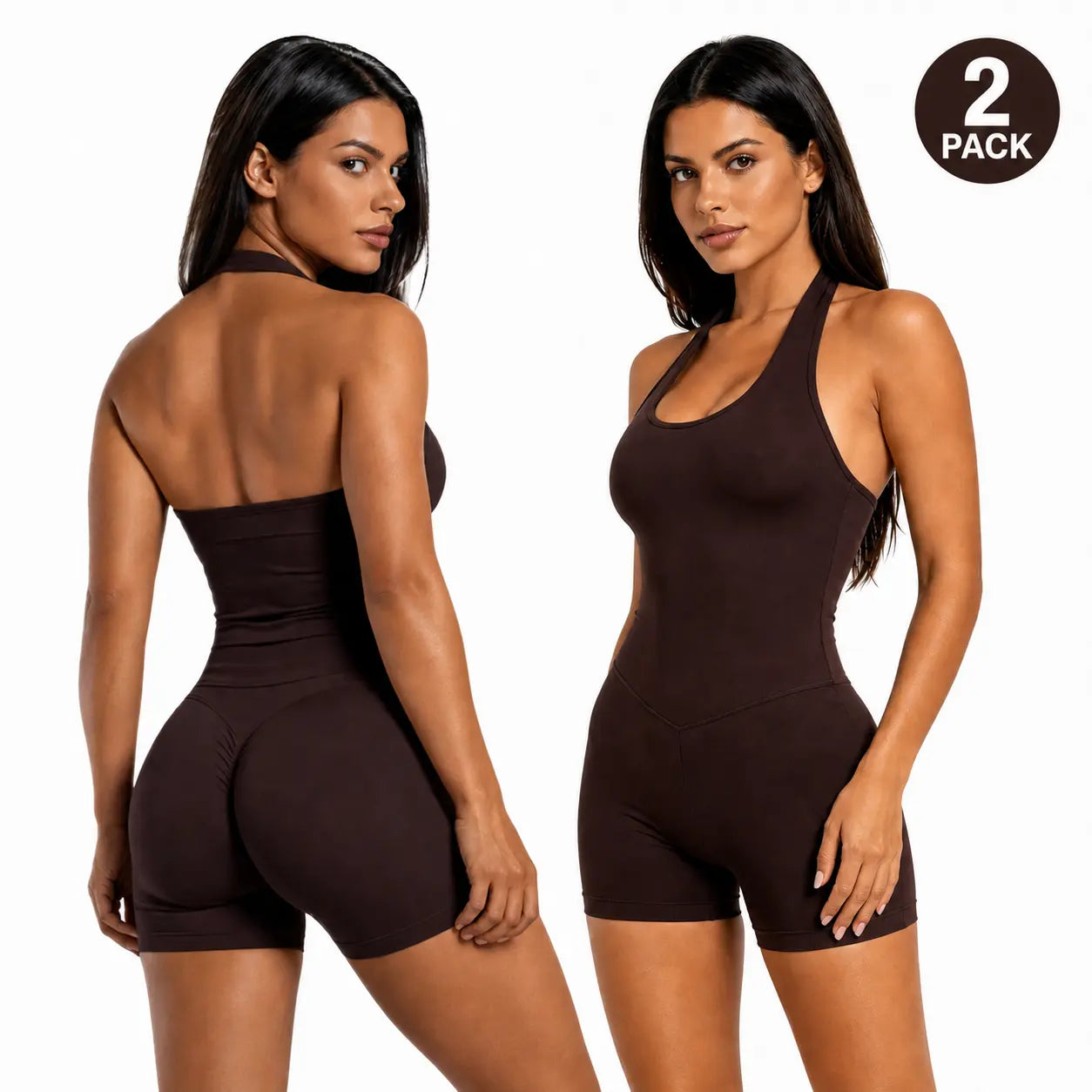 Women'S Workout Sets - 2-Piece Coral Halter Top & High-Impact Short Sports Clothing Set (1/2 Pack Option), Workout Sets Women, Women'S 2 Piece Set