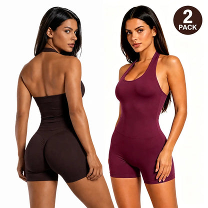 Women'S Workout Sets - 2-Piece Coral Halter Top & High-Impact Short Sports Clothing Set (1/2 Pack Option), Workout Sets Women, Women'S 2 Piece Set
